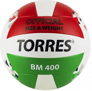 Волейбольный мяч Torres BM400 р.5 V32015 белый-красный-зеленый