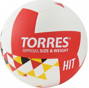Волейбольный мяч Torres HIT V32055 р.5 белый-красный-мультиколор